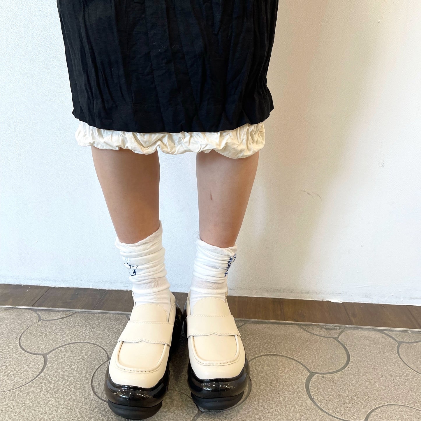 fulled skirt / black / ウォッシュ加工スカート