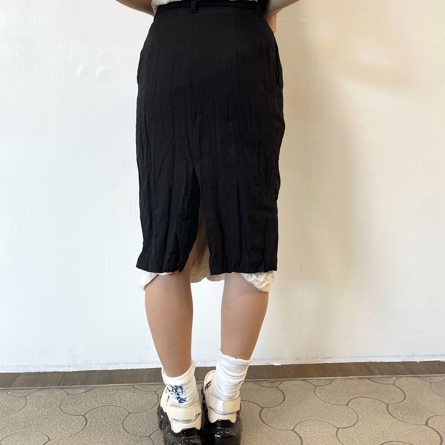 fulled skirt / black / ウォッシュ加工スカート