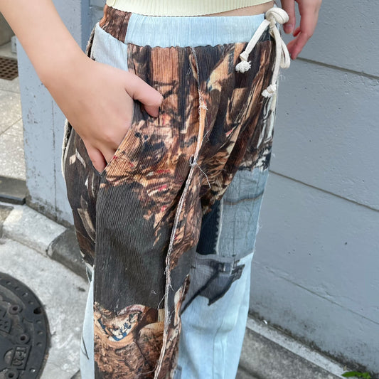 GRAPHIC YORYU PANTS / SKY WASTE / グラフィック楊柳パンツ