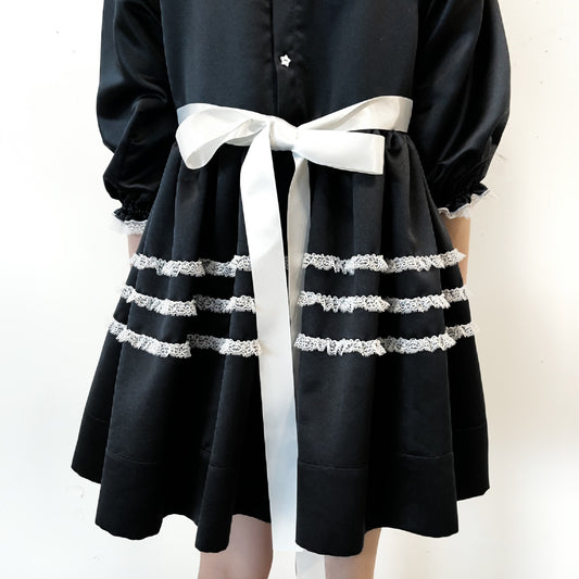 Dolly satin lace dress / Black / ドーリーサテンレースドレス