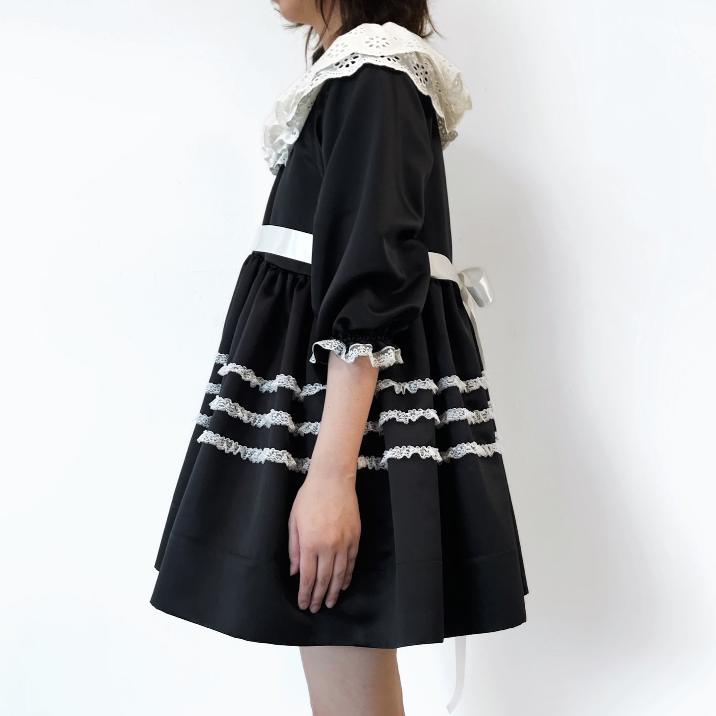 Dolly satin lace dress / Black / ドーリーサテンレースドレス