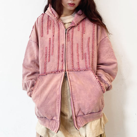 MINI FRILL WASHED PARKA / PINK / フリルウォッシュパーカ