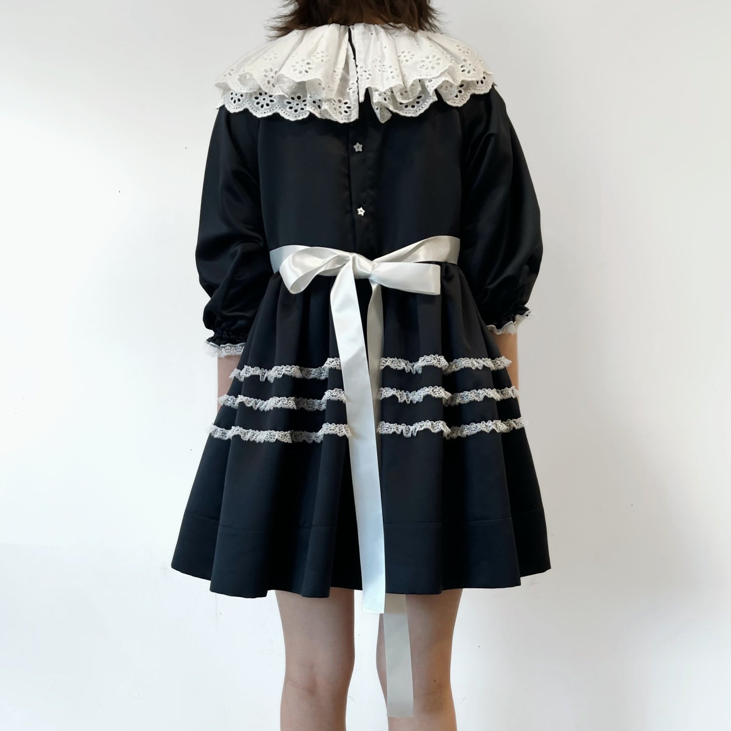 Dolly satin lace dress / Black / ドーリーサテンレースドレス