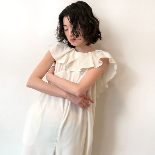 Angel Scapular Jumpsuit / OFF WHITE / ラッフルジャンプスーツ