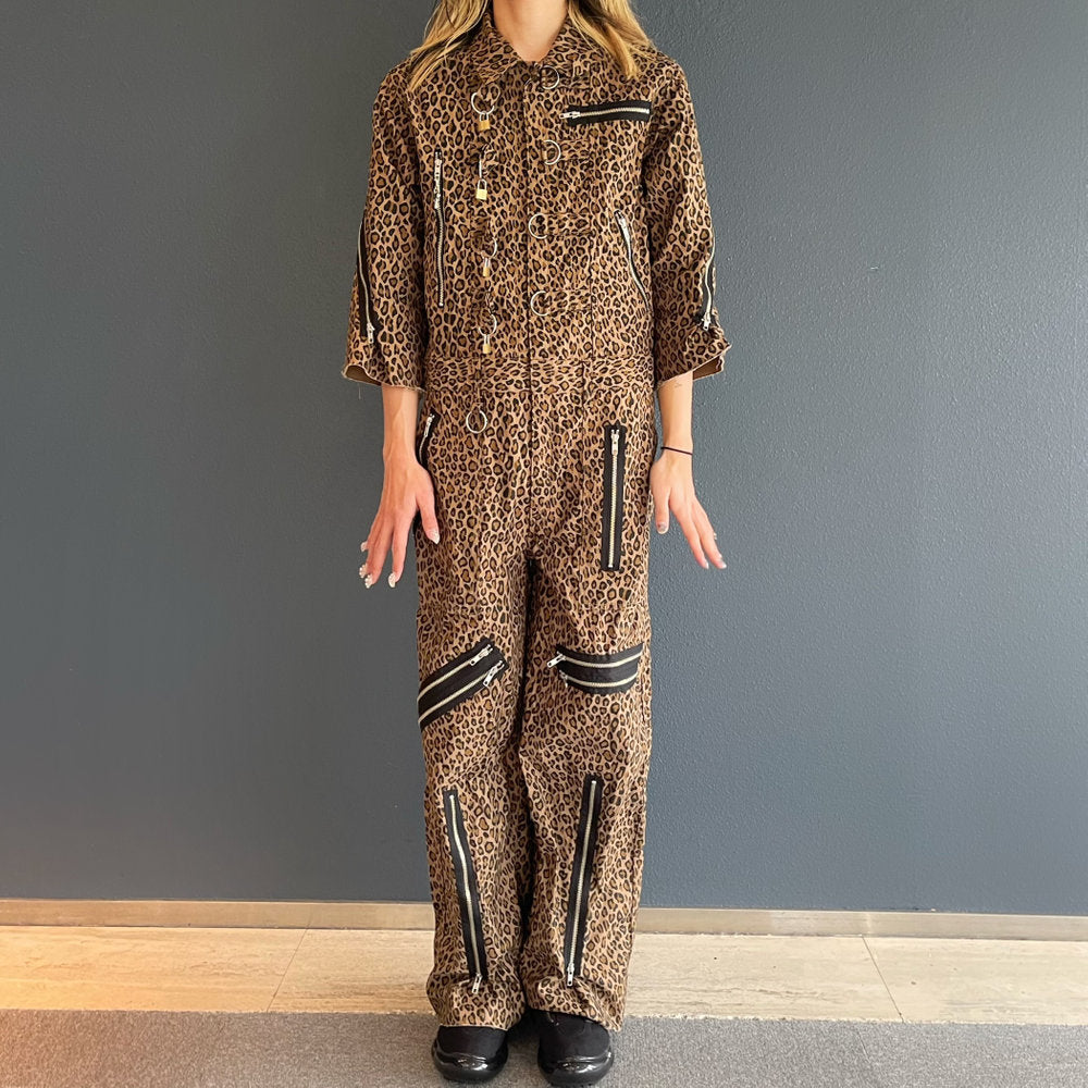 PADLOCK JUMPSUITS HO99O9 COLLABORATION / LEOPARD / 南京錠ジャンプスーツ