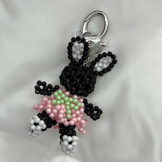 Snuddle Bunny Key Ring / Black / うさぎのビーズキーリング