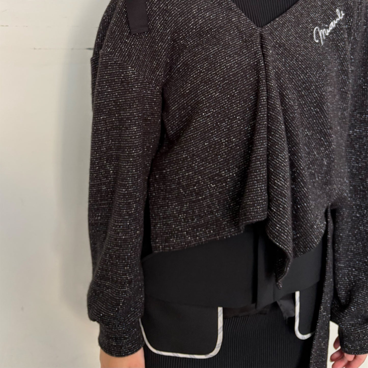 Asymmetry Lame Knit / Black / アシンメトリーラメニット