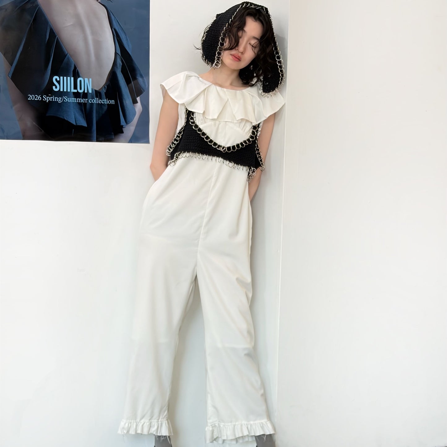 Angel Scapular Jumpsuit / OFF WHITE / ラッフルジャンプスーツ