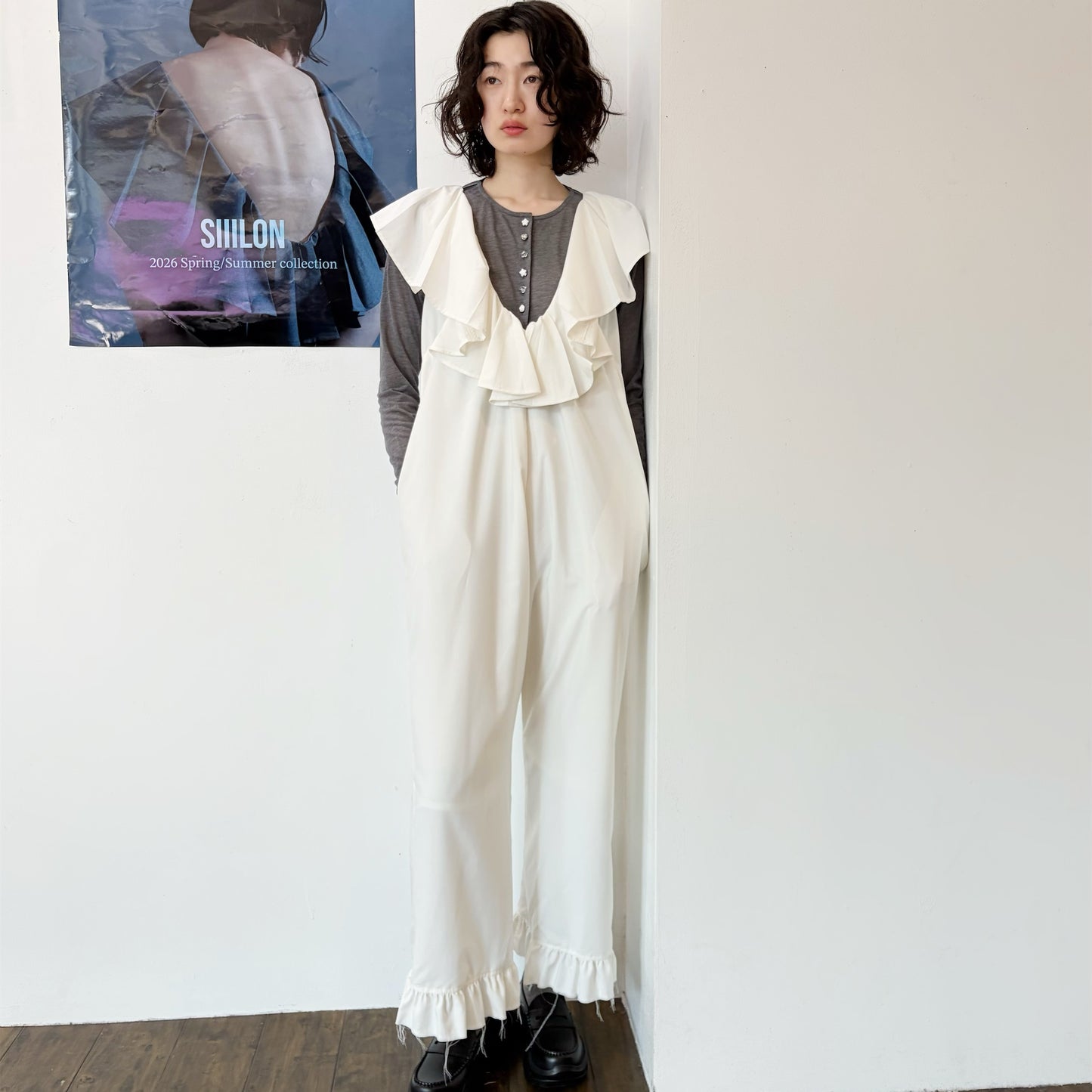 Angel Scapular Jumpsuit / OFF WHITE / ラッフルジャンプスーツ