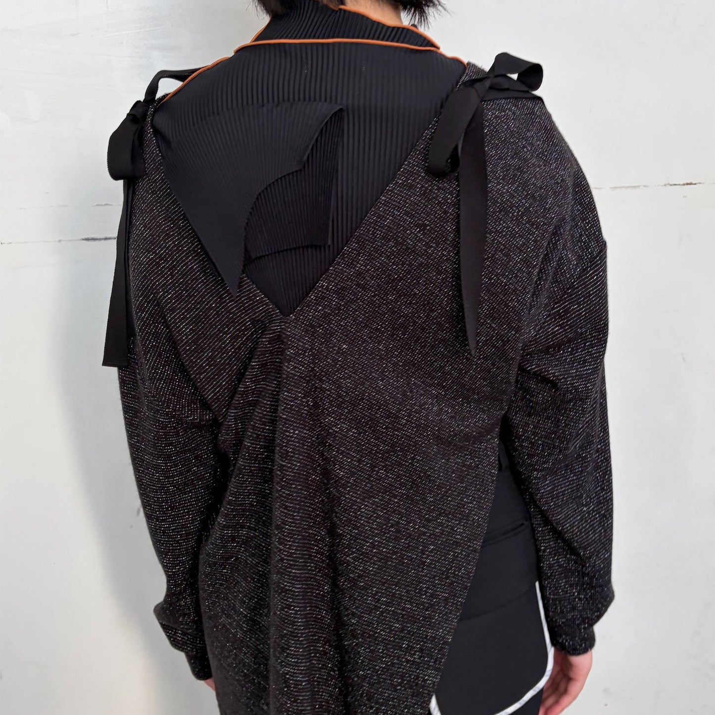 Asymmetry Lame Knit / Black / アシンメトリーラメニット