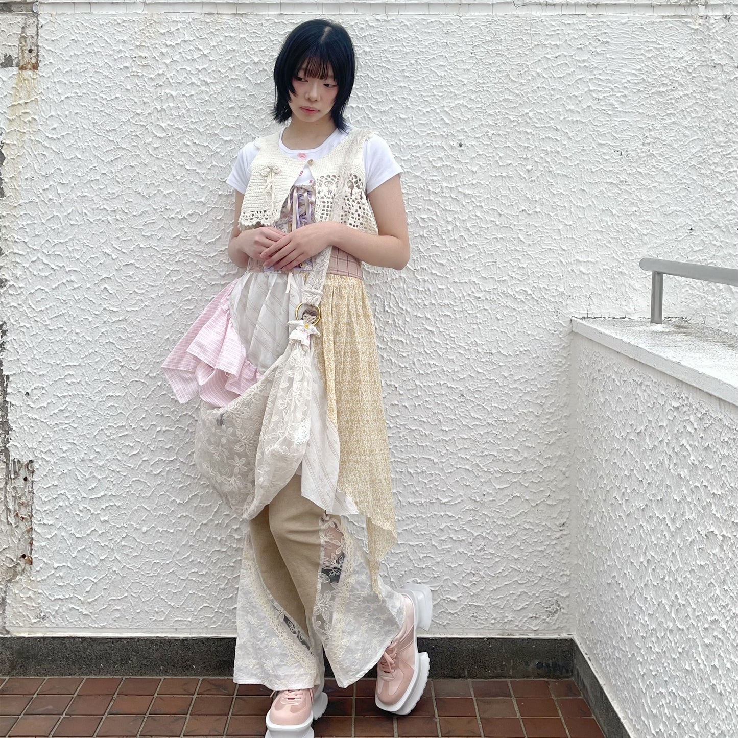 White crochet vest / ホワイトクロシェニットベスト