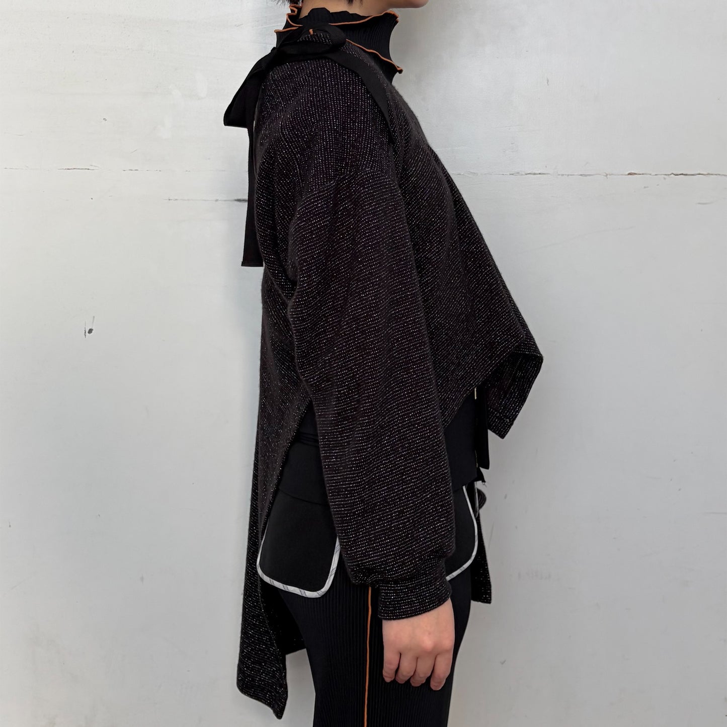 Asymmetry Lame Knit / Black / アシンメトリーラメニット