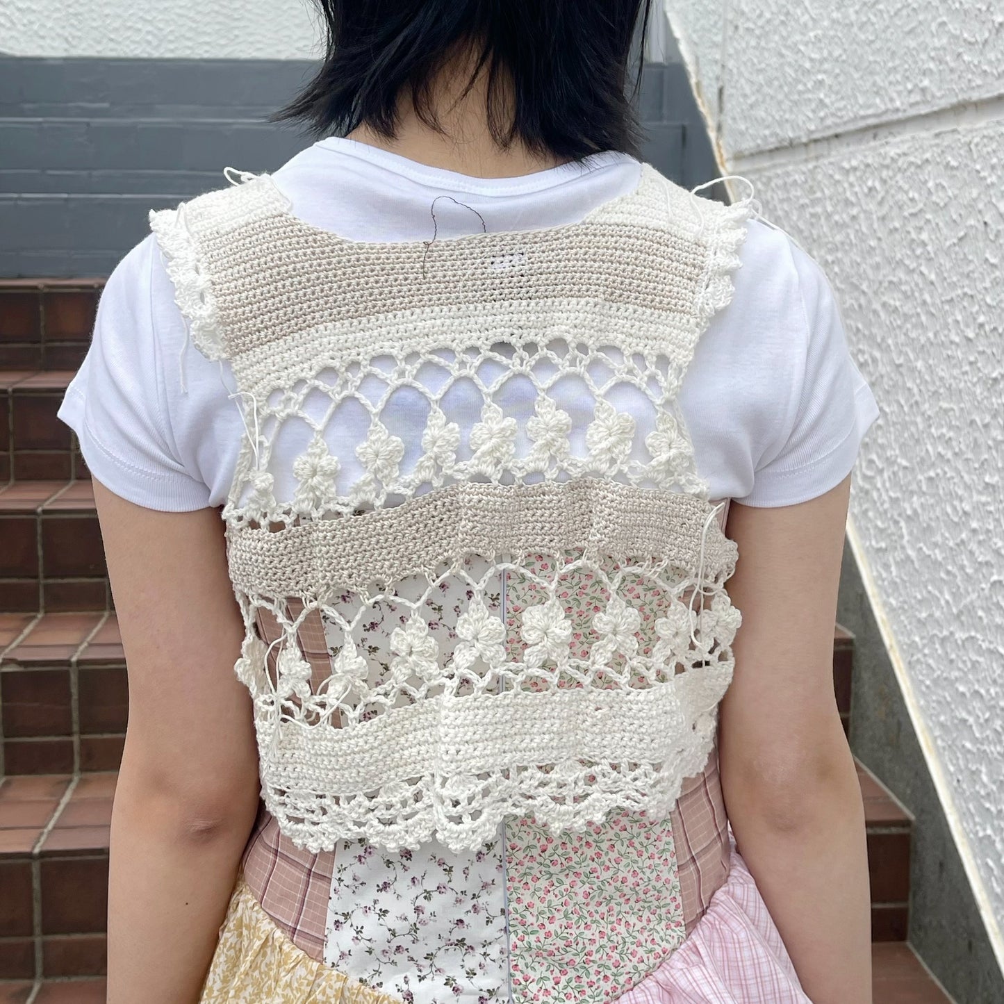 White crochet vest / ホワイトクロシェニットベスト