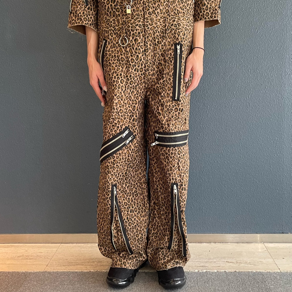 PADLOCK JUMPSUITS HO99O9 COLLABORATION / LEOPARD / 南京錠ジャンプスーツ