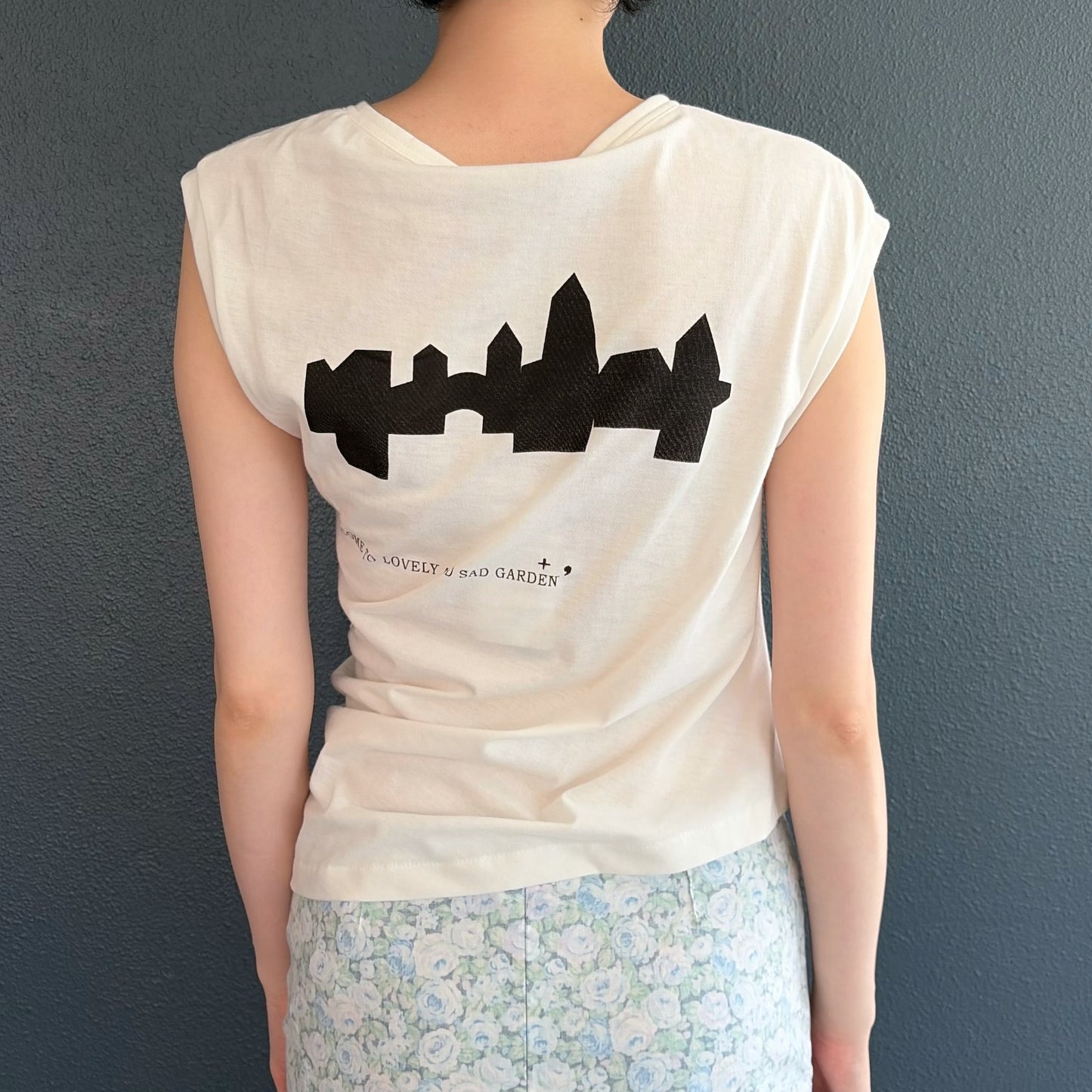print twist top / white / ツイストトップ