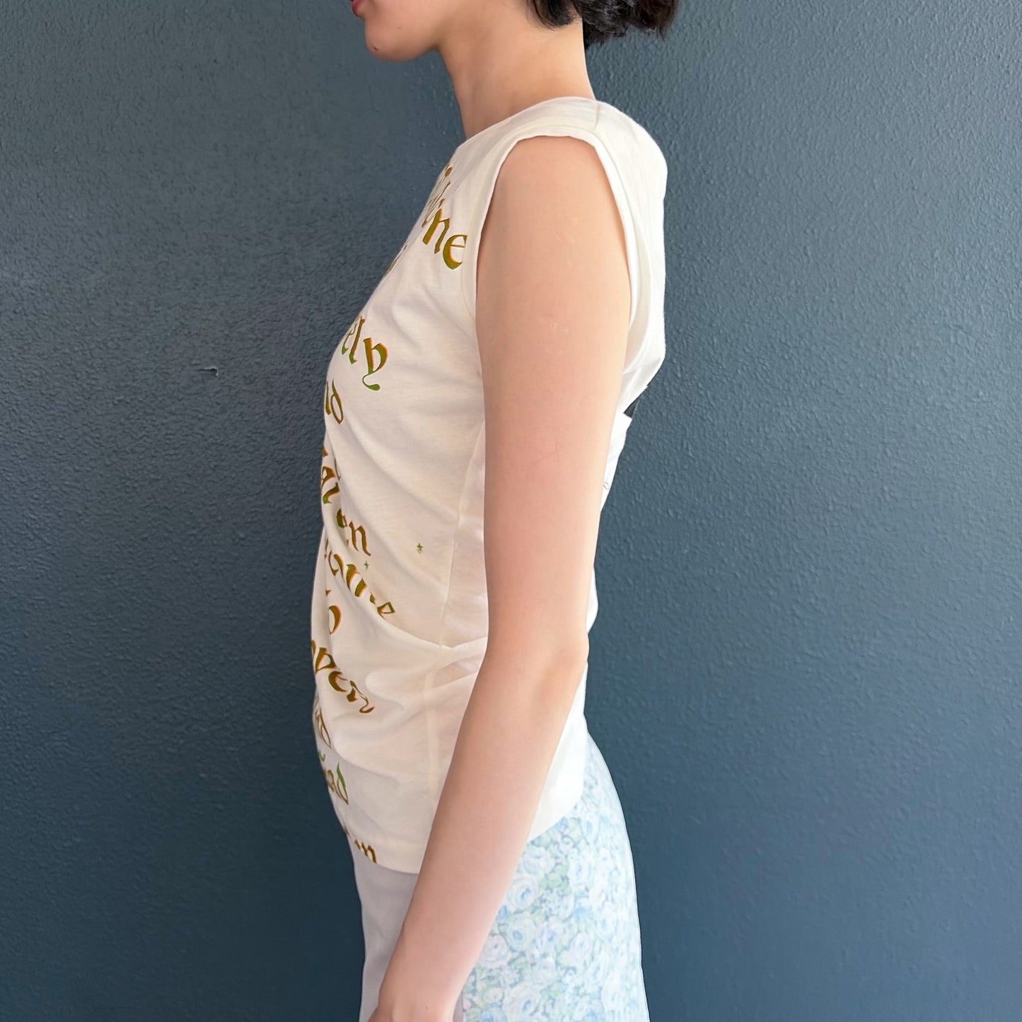 print twist top / white / ツイストトップ