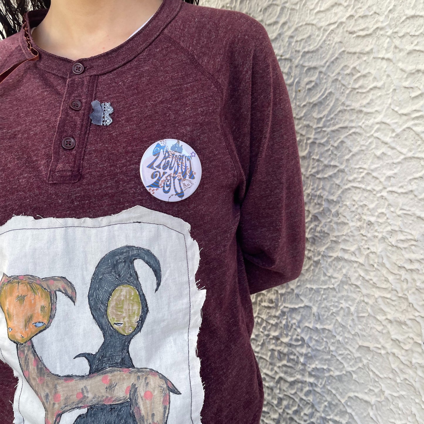 trust teji x TONII MONDO collabolation ★ Bond henry Long sleeve tee / Burgundy / ロングスリーブTシャツ