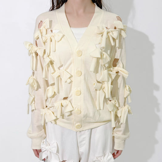Ribbon cardigan / Off white / リボンカーディガン