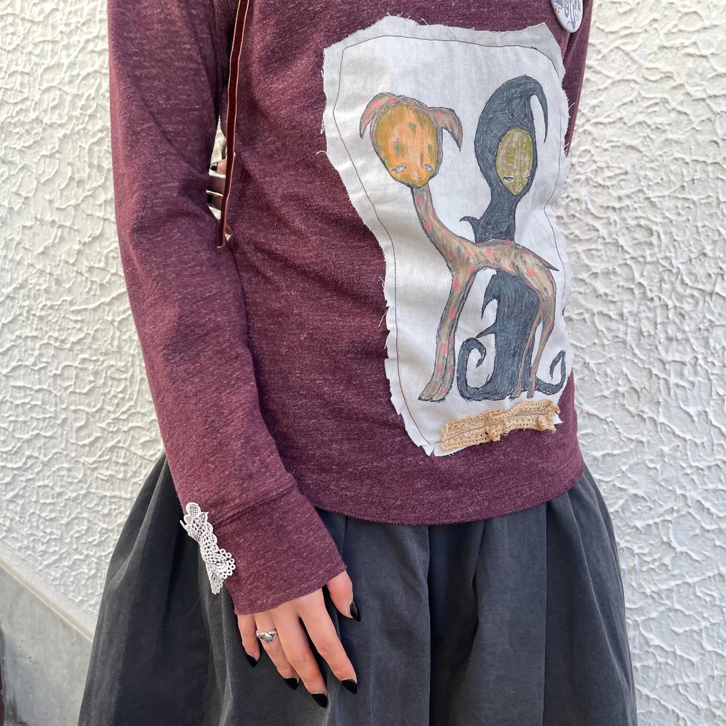 trust teji x TONII MONDO collabolation ★ Bond henry Long sleeve tee / Burgundy / ロングスリーブTシャツ