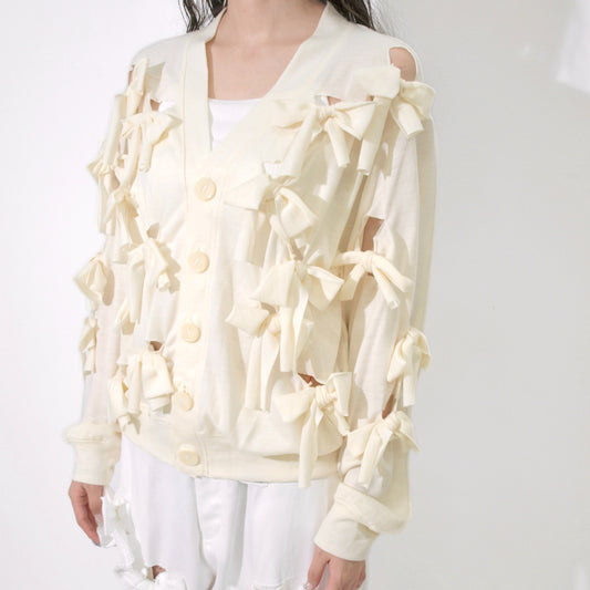 Ribbon cardigan / Off white / リボンカーディガン