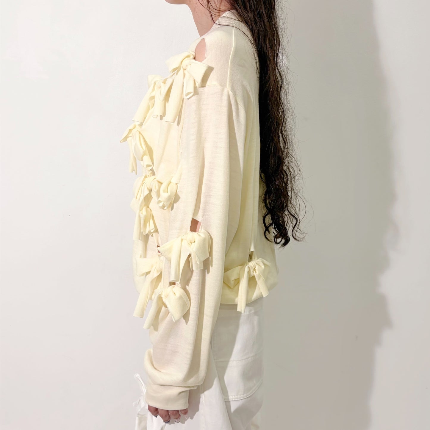 Ribbon cardigan / Off white / リボンカーディガン