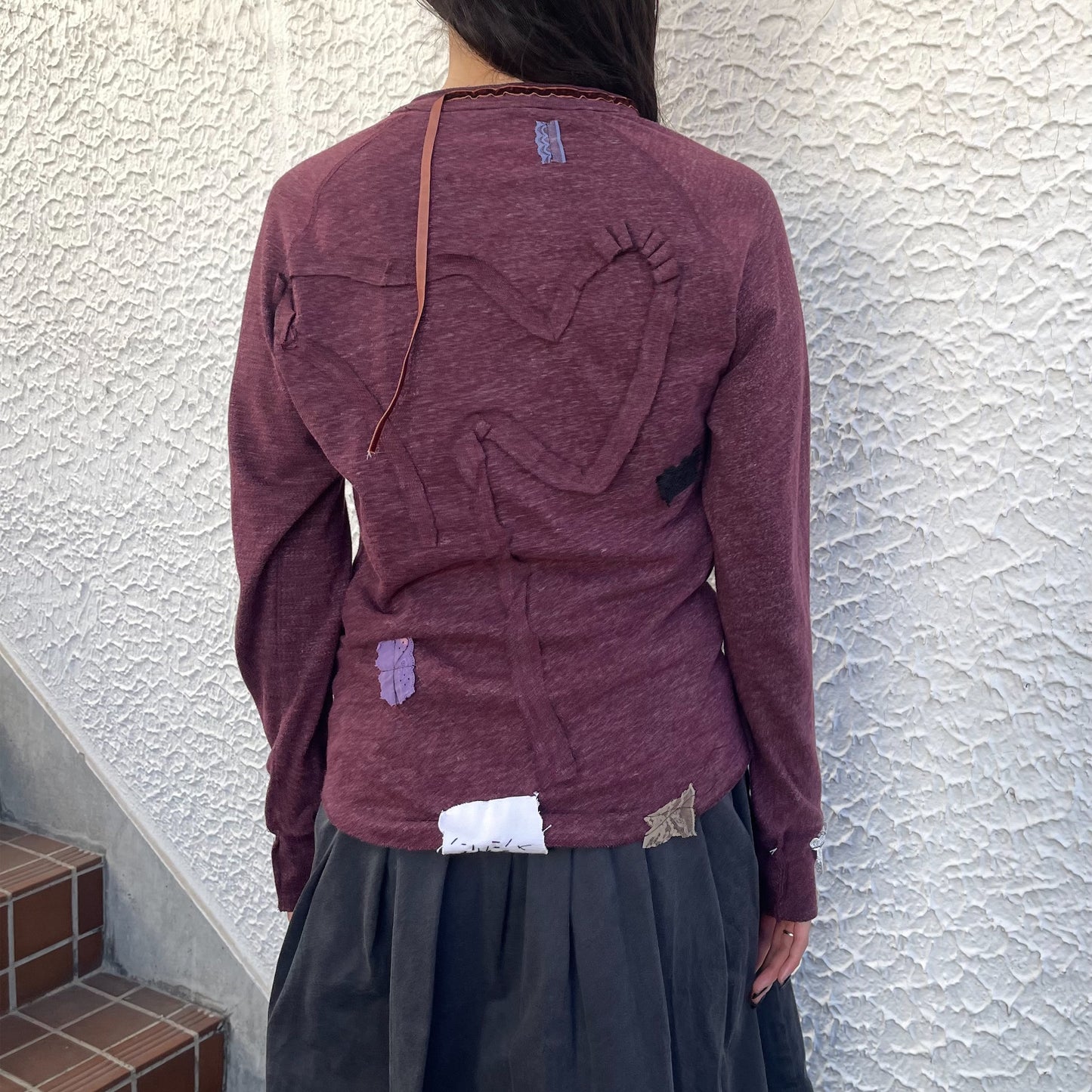 trust teji x TONII MONDO collabolation ★ Bond henry Long sleeve tee / Burgundy / ロングスリーブTシャツ