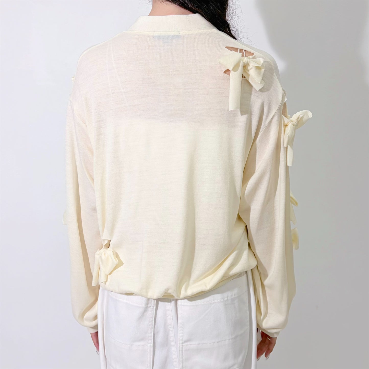 Ribbon cardigan / Off white / リボンカーディガン