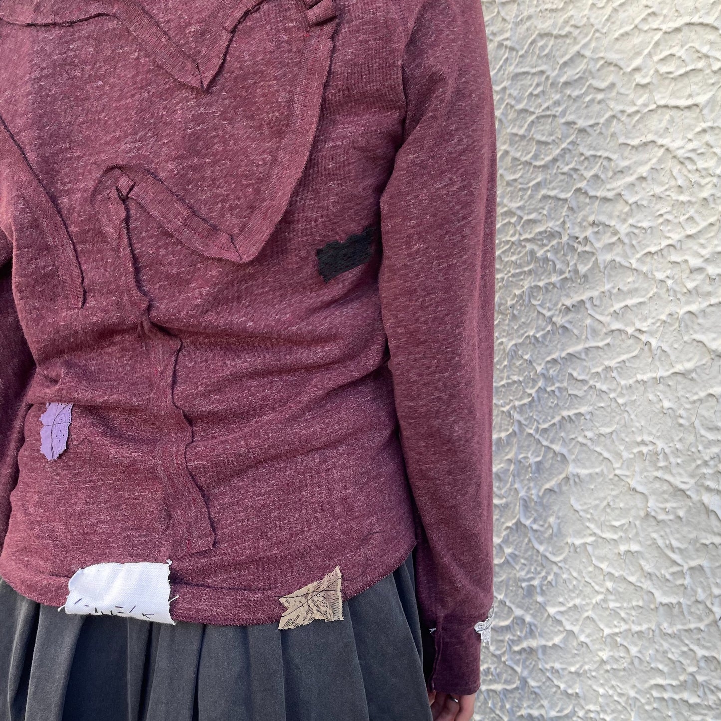 trust teji x TONII MONDO collabolation ★ Bond henry Long sleeve tee / Burgundy / ロングスリーブTシャツ