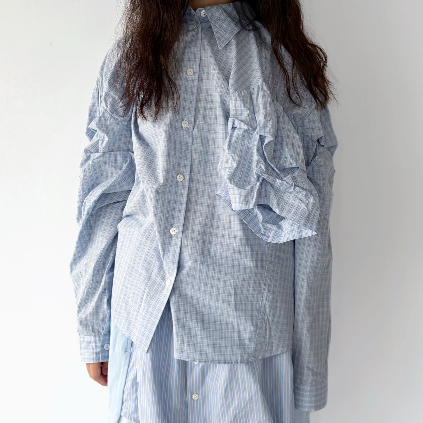 CONFUSING LONG SLEEVES SHIRT / BLUE / ユニークシャツ
