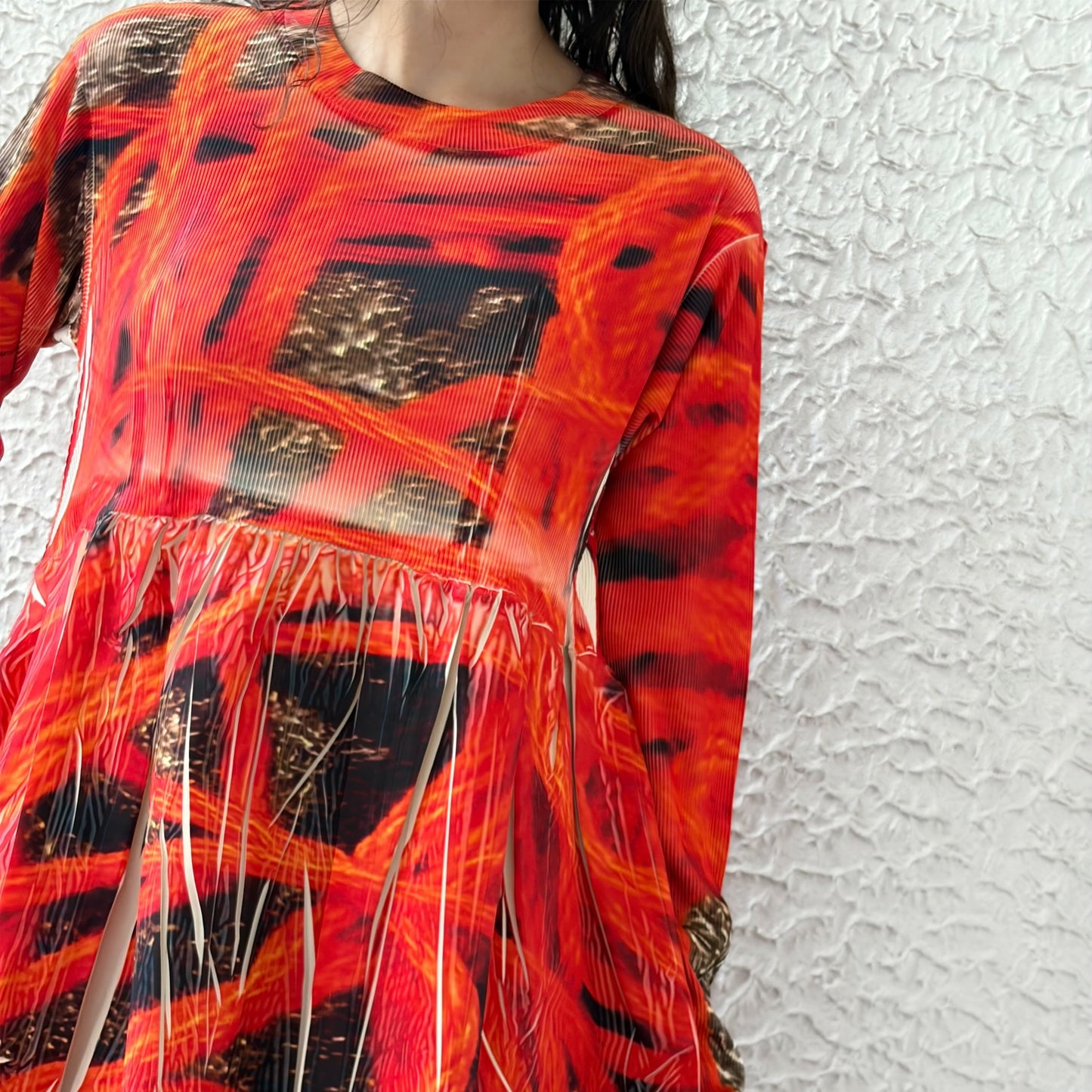 DIRECT PRINT RIB GATHER ONE-PIECE / YARN / ダイレクトプリントリブギャザーワンピース
