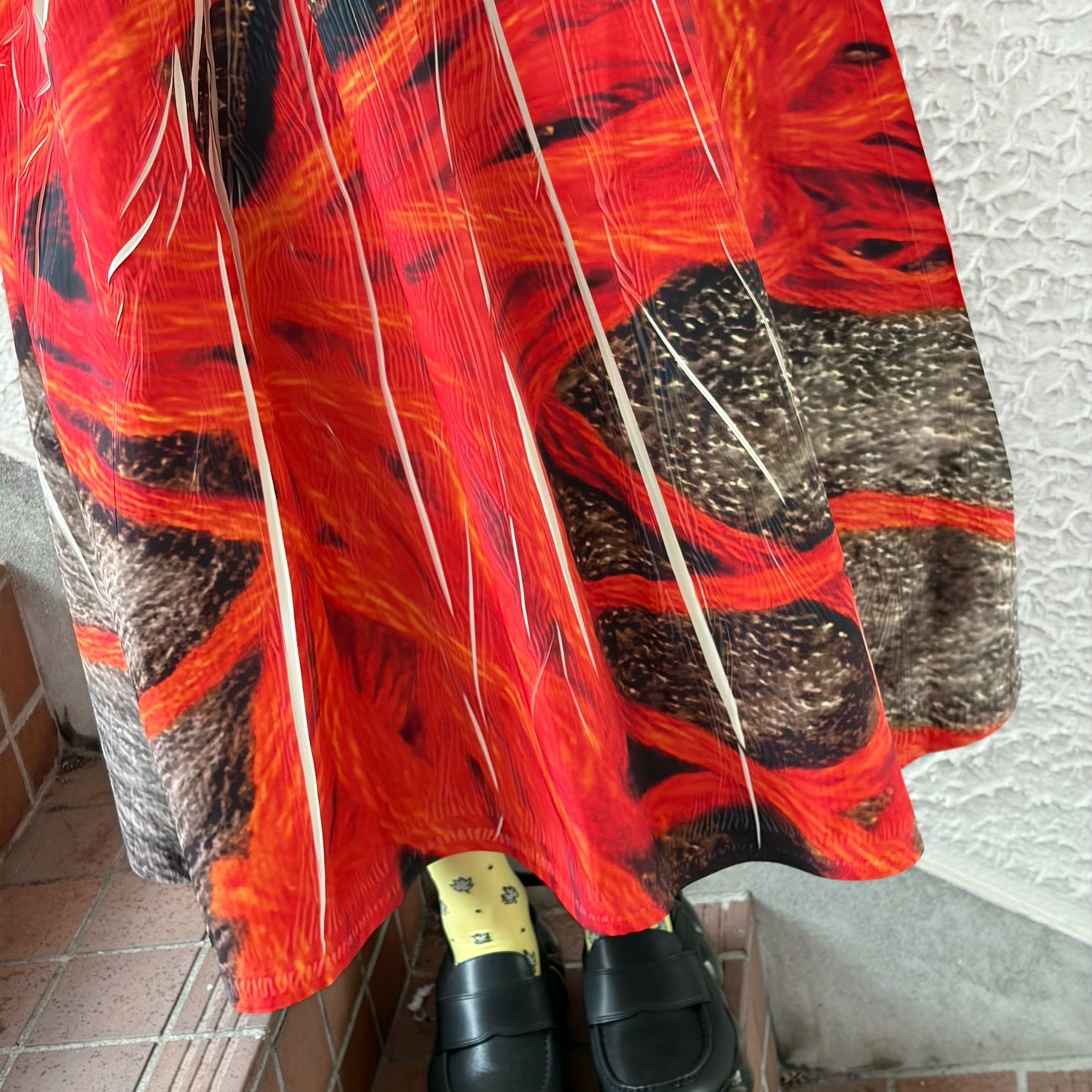 DIRECT PRINT RIB GATHER ONE-PIECE / YARN / ダイレクトプリントリブギャザーワンピース