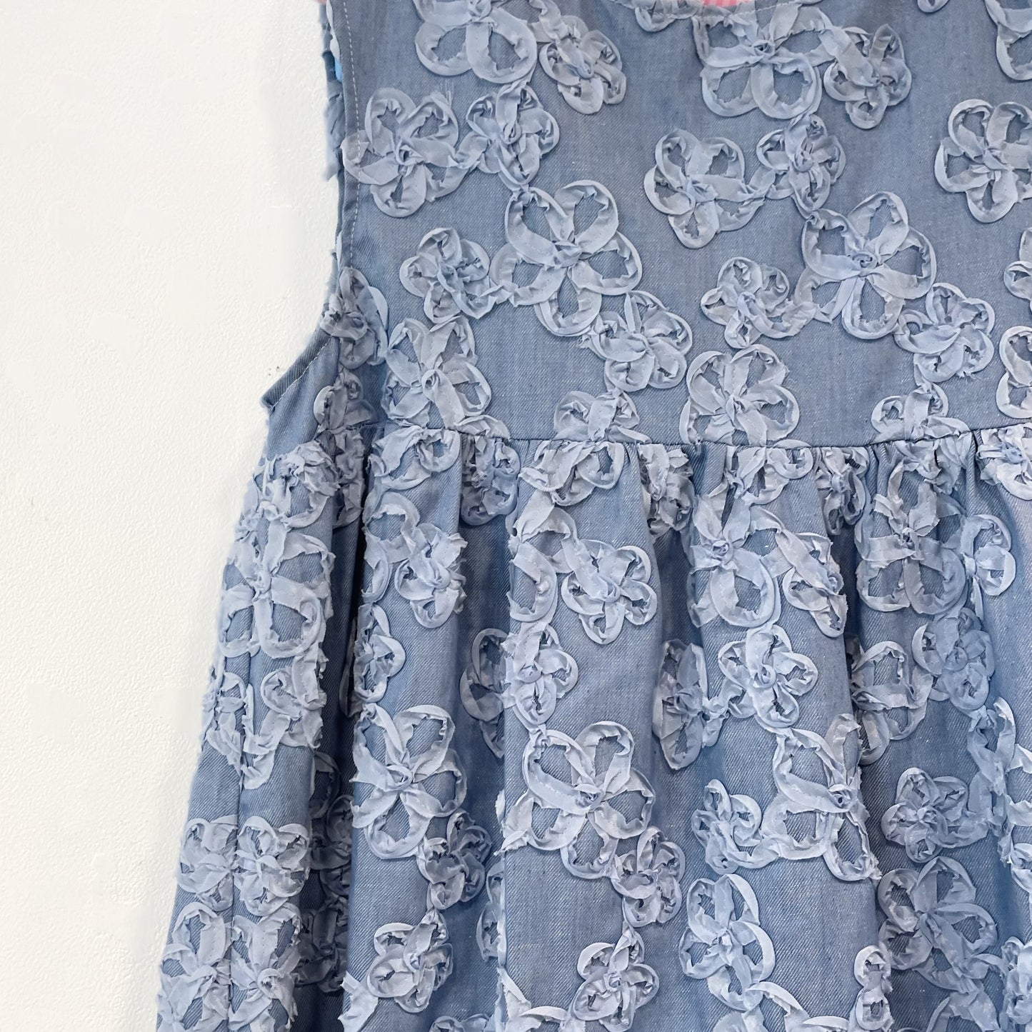 Flower denim dress / Blue / フラワーデニムドレス