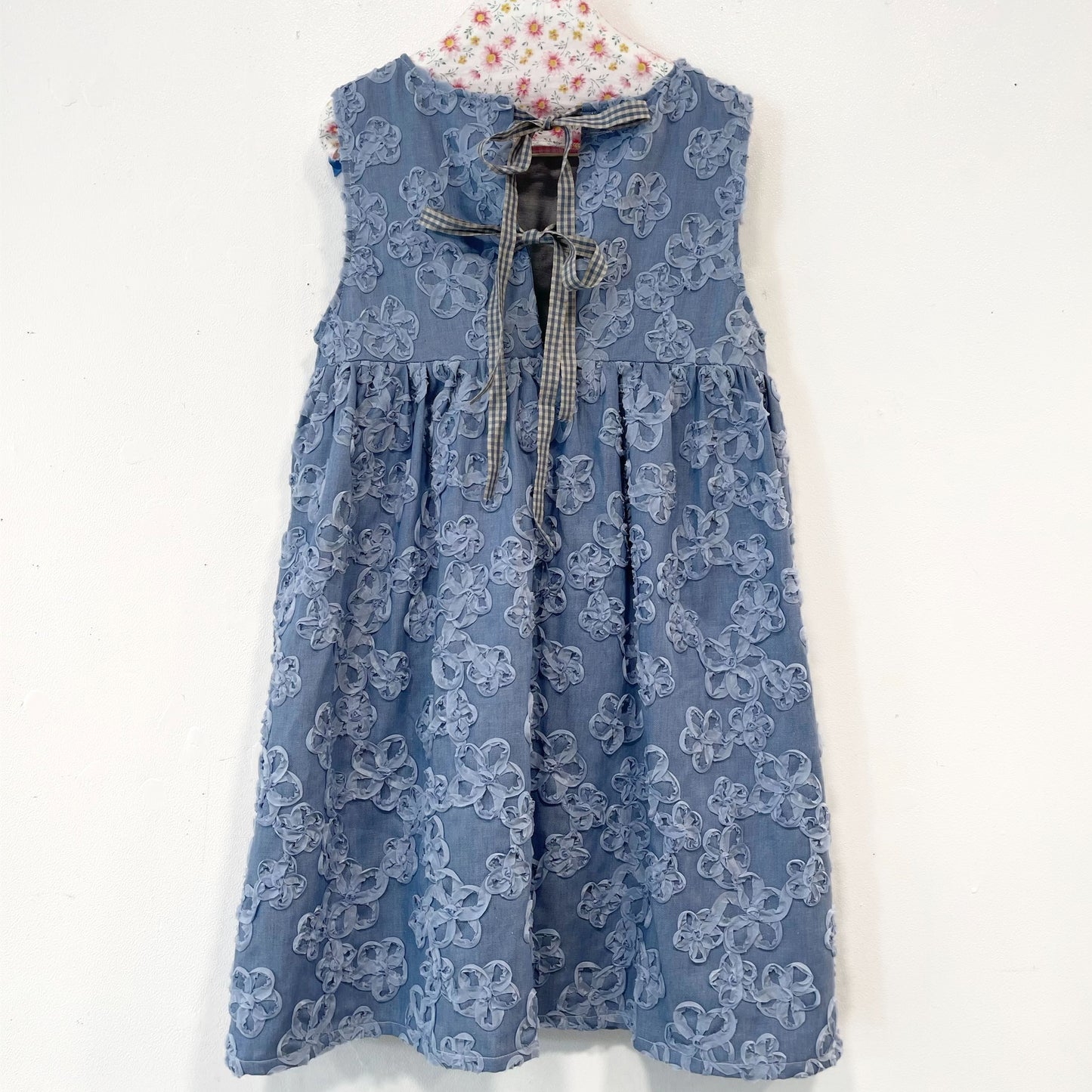 Flower denim dress / Blue / フラワーデニムドレス