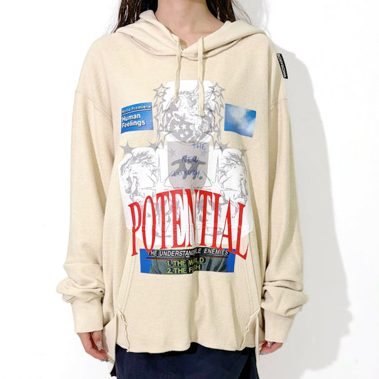 【SHEEP LIMITED】POTENTIAL INSIDE-OUT REVERSIBLE HOODIE FOR SHEEP / BEIGE / グラフィックフーディー