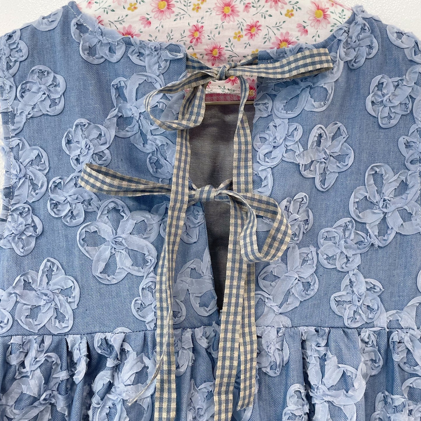 Flower denim dress / Blue / フラワーデニムドレス