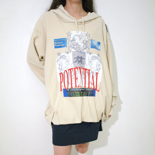 【SHEEP LIMITED】POTENTIAL INSIDE-OUT REVERSIBLE HOODIE FOR SHEEP / BEIGE / グラフィックフーディー