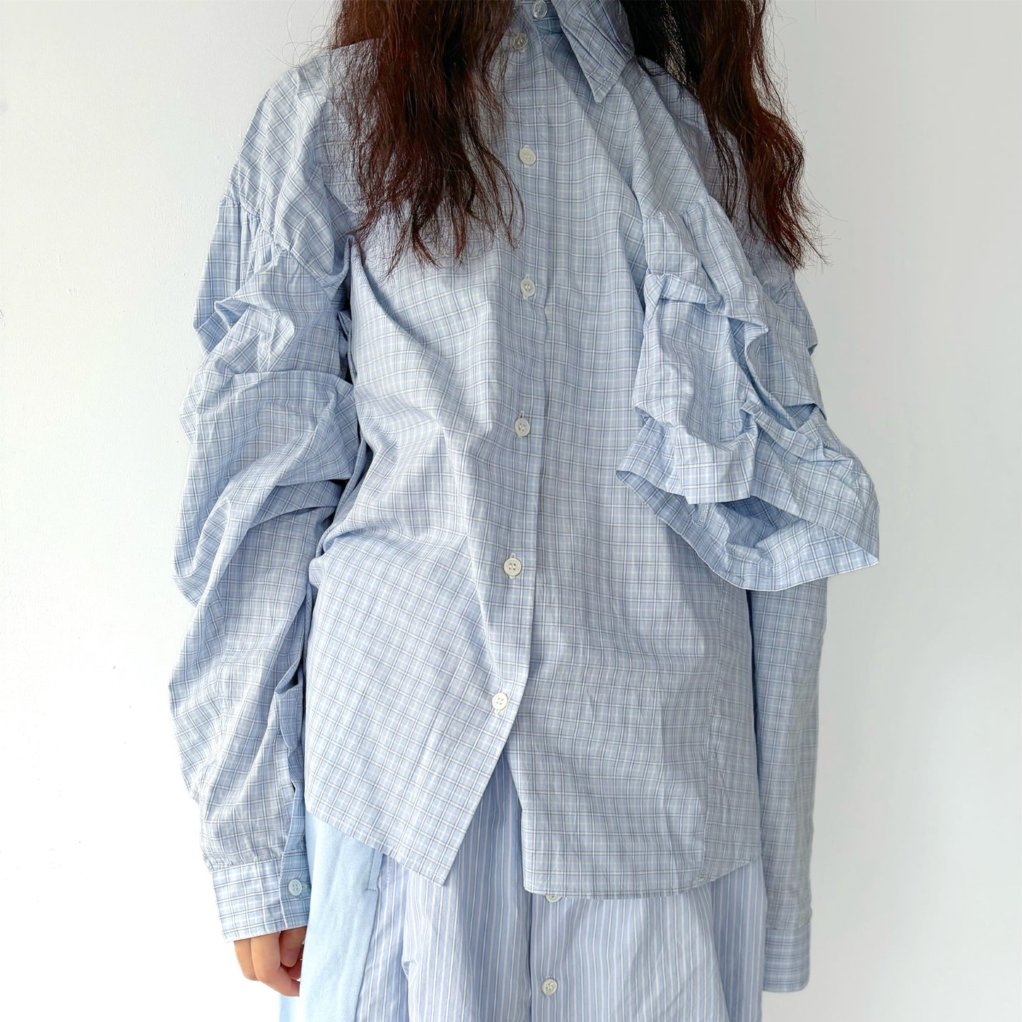 CONFUSING LONG SLEEVES SHIRT / BLUE / ユニークシャツ