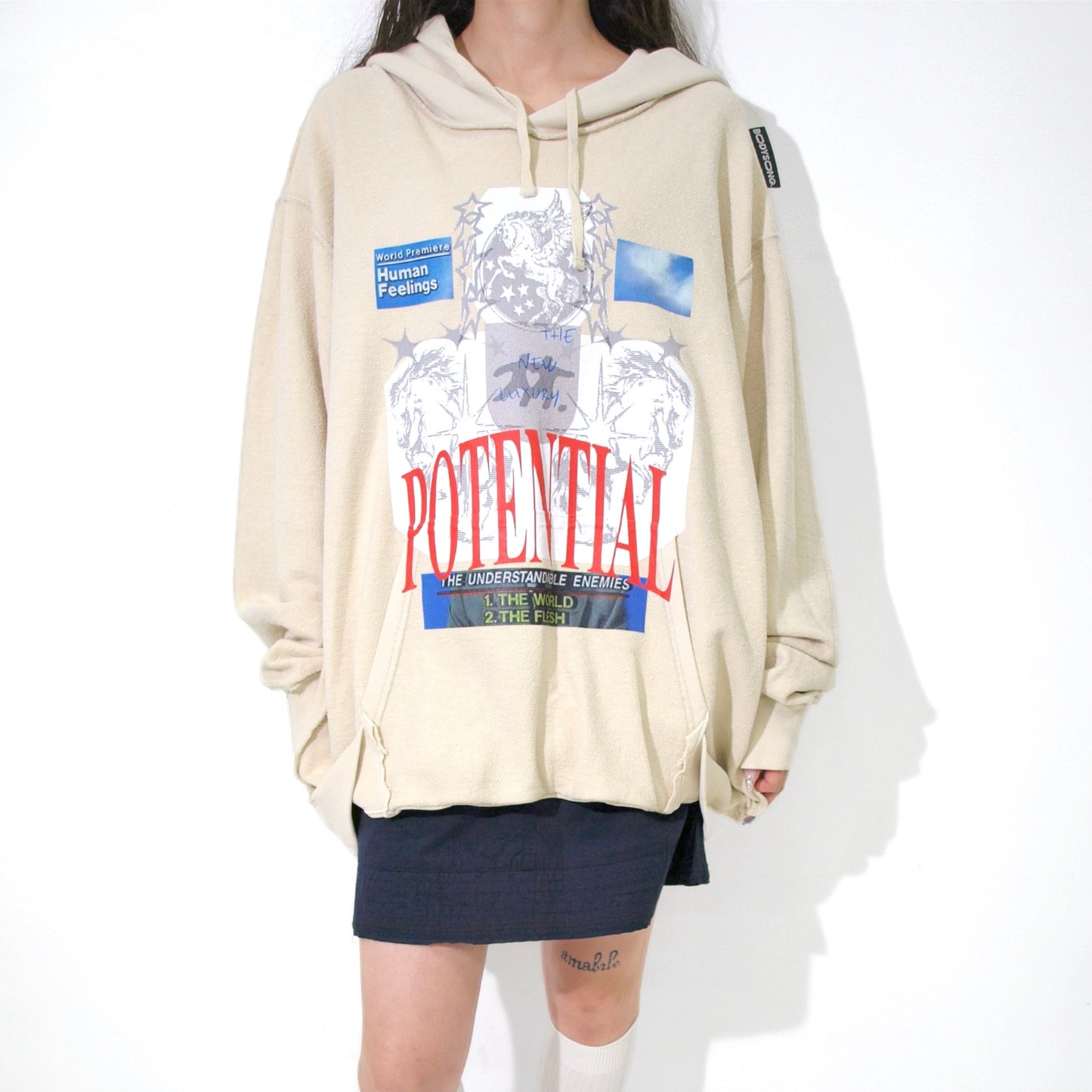 【SHEEP LIMITED】POTENTIAL INSIDE-OUT REVERSIBLE HOODIE FOR SHEEP / BEIGE / グラフィックフーディー