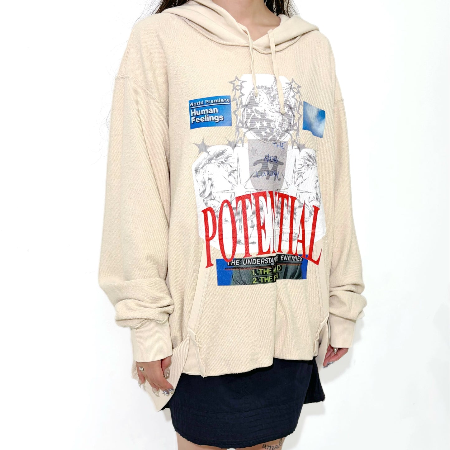 【SHEEP LIMITED】POTENTIAL INSIDE-OUT REVERSIBLE HOODIE FOR SHEEP / BEIGE / グラフィックフーディー