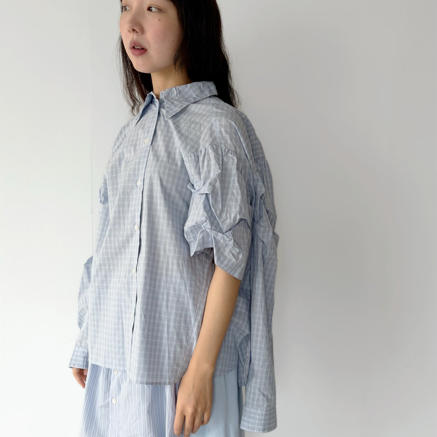 CONFUSING LONG SLEEVES SHIRT / BLUE / ユニークシャツ