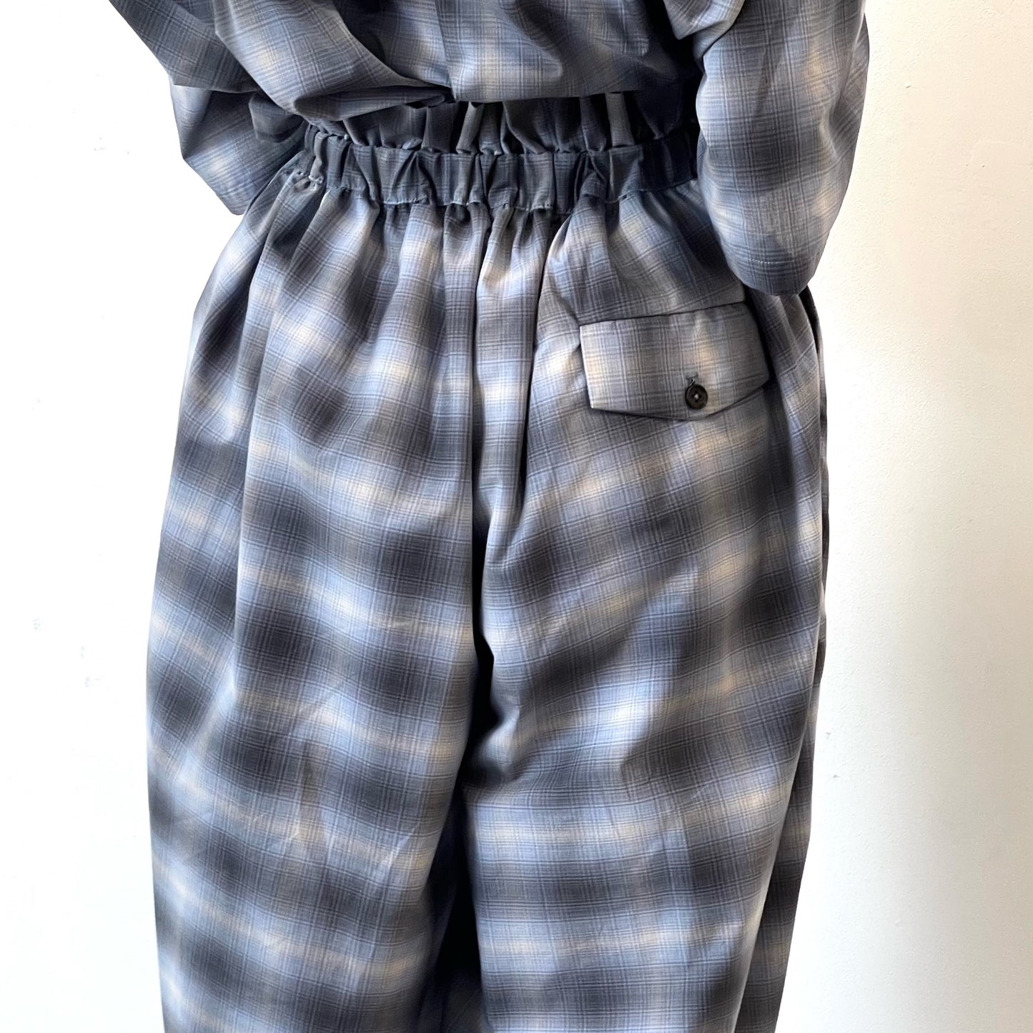 DRAWERS RIBBON CHECK PANTS / BLUE / リボンチェックパンツ