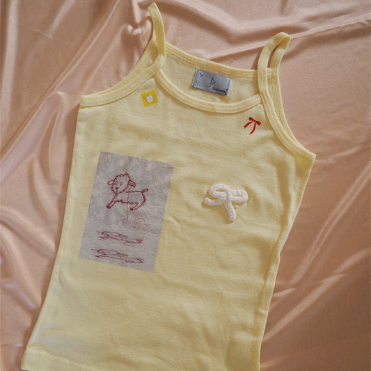 【SHEEP SOUVENIR】sheep is always here camisole / yellow / プリントキャミソール