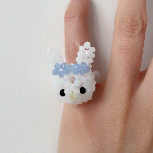 Rabbit Beads Ring / White / うさぎのビーズリング