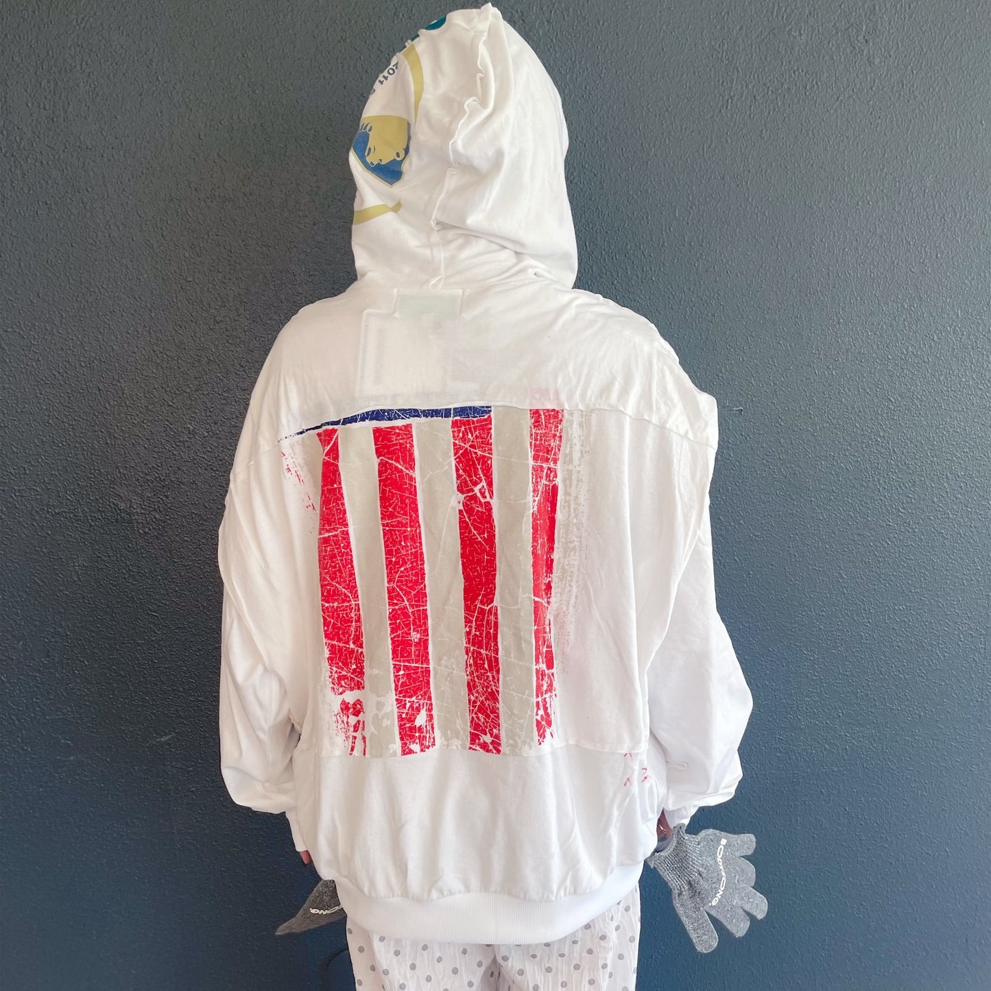 REMODEL/LAYER/VINTAGE TEE / WHITE / 手袋付きリメイクTシャツ