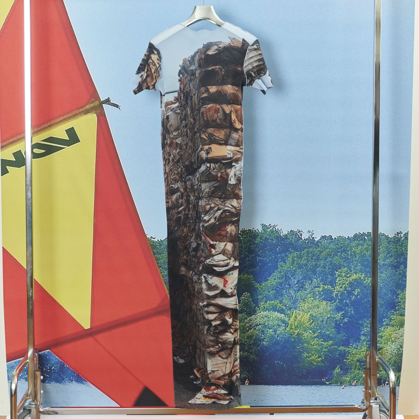 SHEER GRAPHIC DRESS *SHORTSLEEVE / SKY WASTE / シアーグラフィックドレス