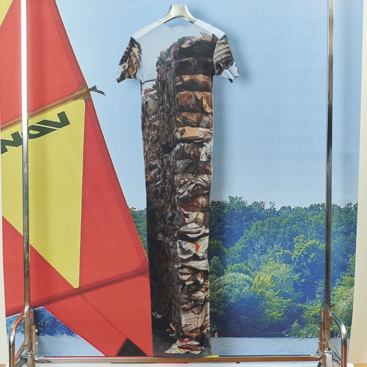 SHEER GRAPHIC DRESS *SHORTSLEEVE / SKY WASTE / シアーグラフィックドレス