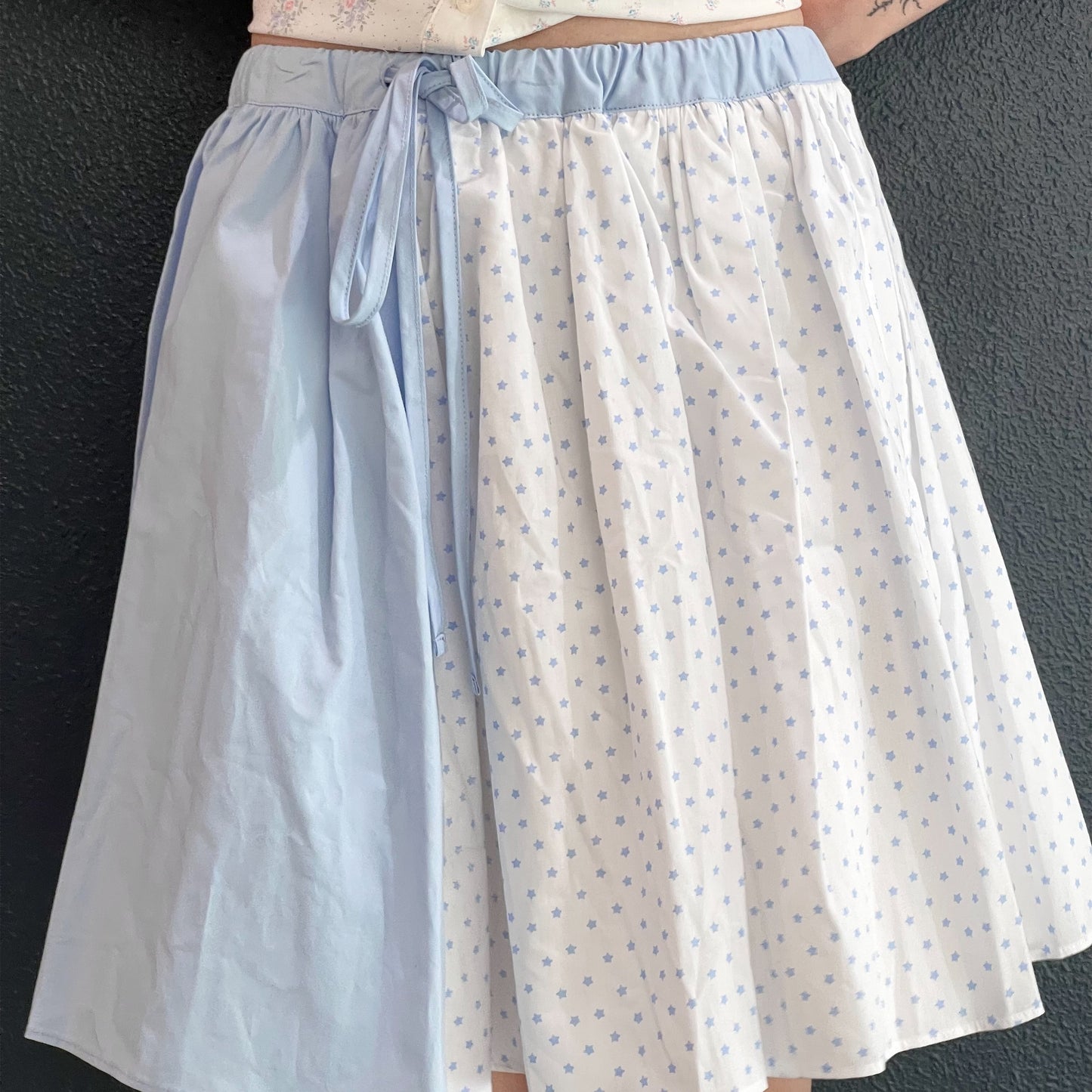 [F.E.E.S] half pattern cotton skirt / blue / ハーフパターンコットンスカート
