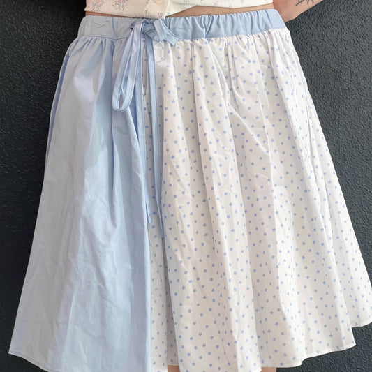 [F.E.E.S] half pattern cotton skirt / blue / ハーフパターンコットンスカート