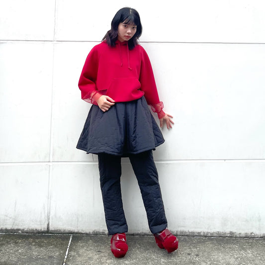 Tulle hoodie / Red / チュールフーディー