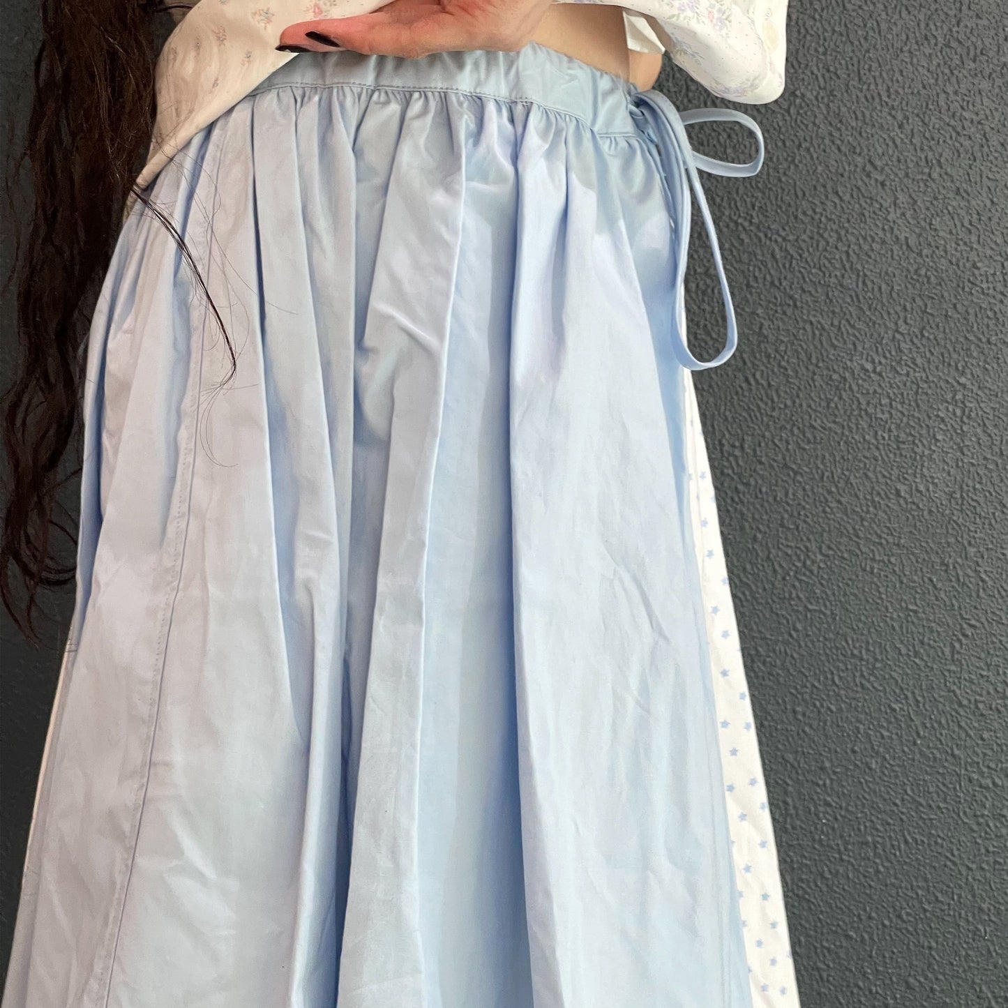 [F.E.E.S] half pattern cotton skirt / blue / ハーフパターンコットンスカート